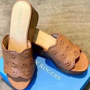 🐕Jack Rogers Rory Caramel Wedge Sandals - Size 9 - NWT🐕